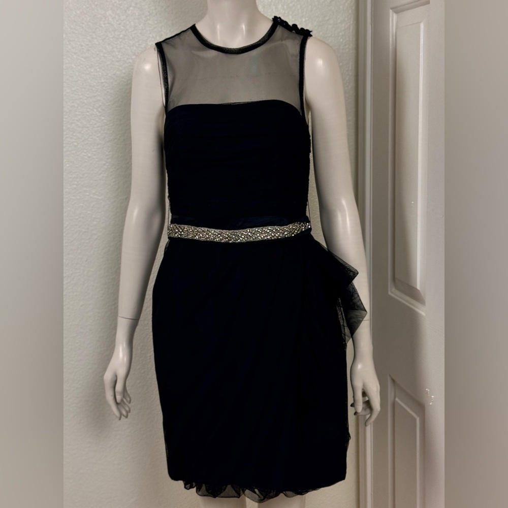 White by Vera Wang Black Strapless Dress with Silver Accents. F49